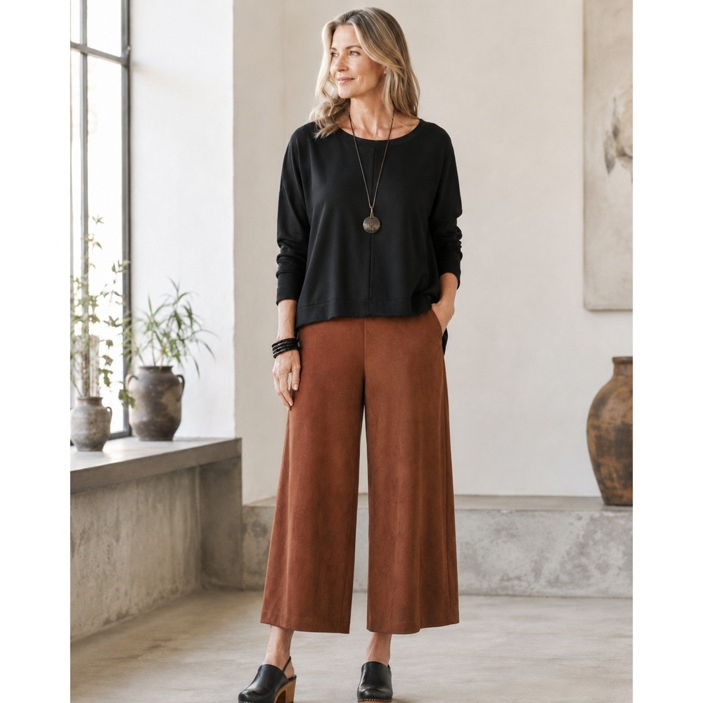 NWT Bryn Walker Ella Faux Suede Wide Leg Pants Sequoia XXL Culottes